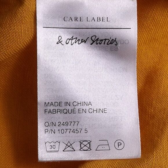 & OTHER STORIES Crop Top, 12, Yellow, Grommet/Strappy, Long Sleeve, V-neck Linen - Picture 7 of 16